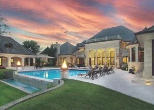 A View of Jeffree stars house swimming pool