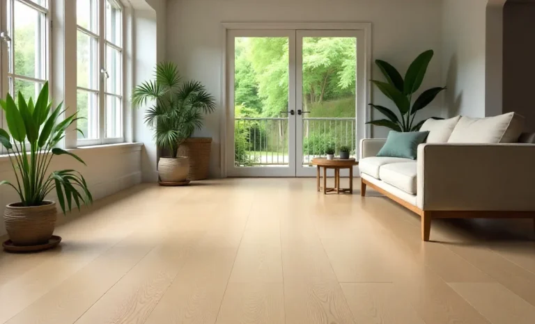 A bright living room featuring waterproof hybrid planks — Duravana flooring reviews highlight durability and style.