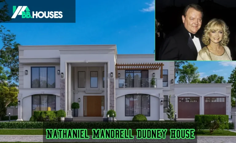 Nathaniel Mandrell Dudney House: Inside Barbara Mandrell’s Fontanel Legacy Front entrance of Nathaniel Mandrell Dudney House featuring grand log columns and gated driveway in Whites Creek TN area