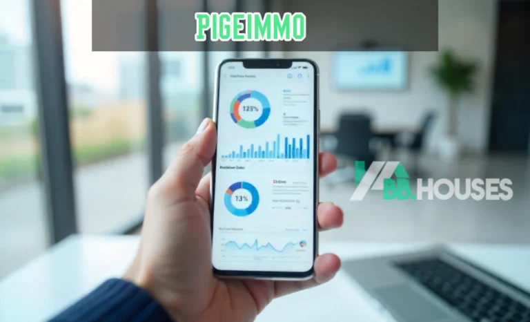 Screenshot of Pigeimmo real estate investment platform highlighting fractional ownership, global property options, and smart AI tools.