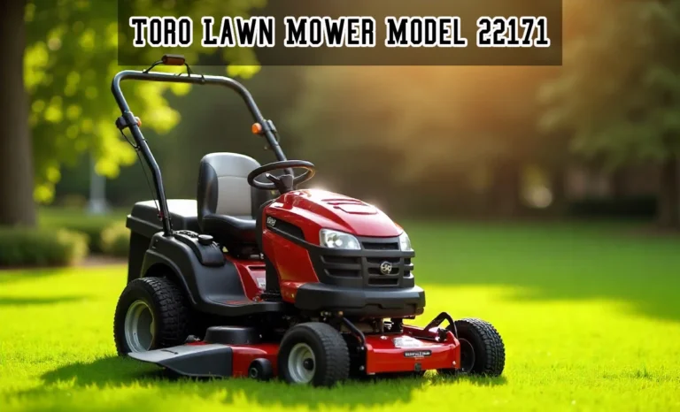 Toro Lawn Mower Model 22171 with recoil starter assembly highlighted showing repair components and maintenance tools