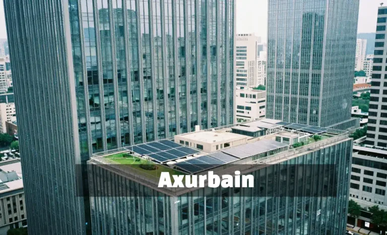 Axurbain smart building with integrated IoT technology solar panels and sustainable green architecture design