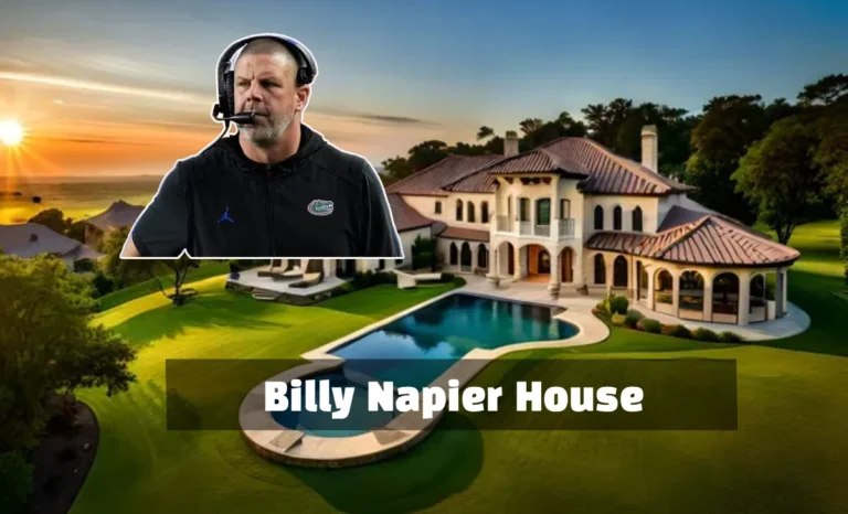 Billy Napier house front view showing French Provincial architecture with symmetrical facade in Gainesville