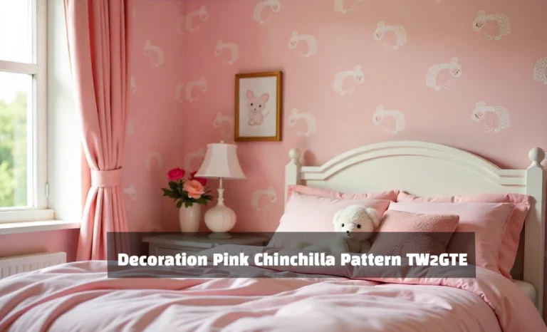 Decoration Pink Chinchilla Pattern TW2GTE on bedroom accent wall with modern minimalist decor