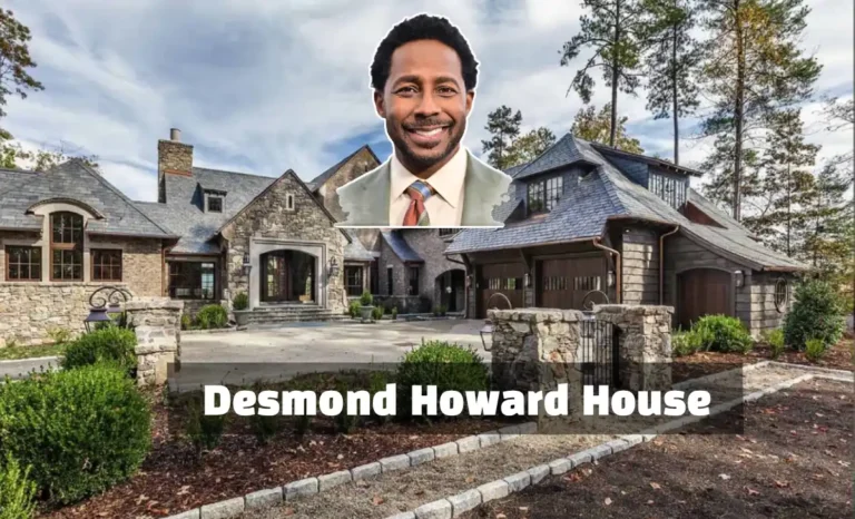 Desmond Howard House exterior view showing the 9,529 sq ft South Miami estate with tropical landscaping and gates.